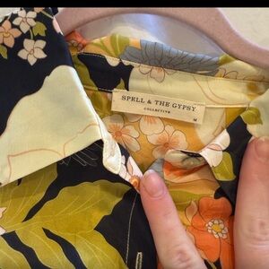 Spell Floral Wide Leg two pc shirt pant co ord - Multicolor